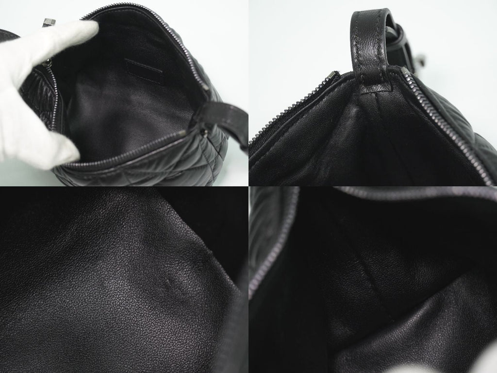 Dior Travel Nomad Pouch Cannage Handbag Leather Black
