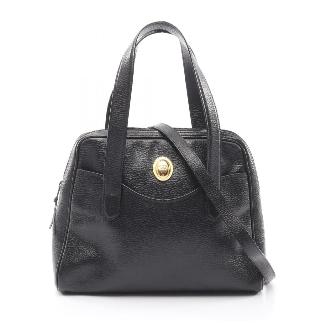 Dior Handbag CD 2-Way Black Leather CD Logo Hand