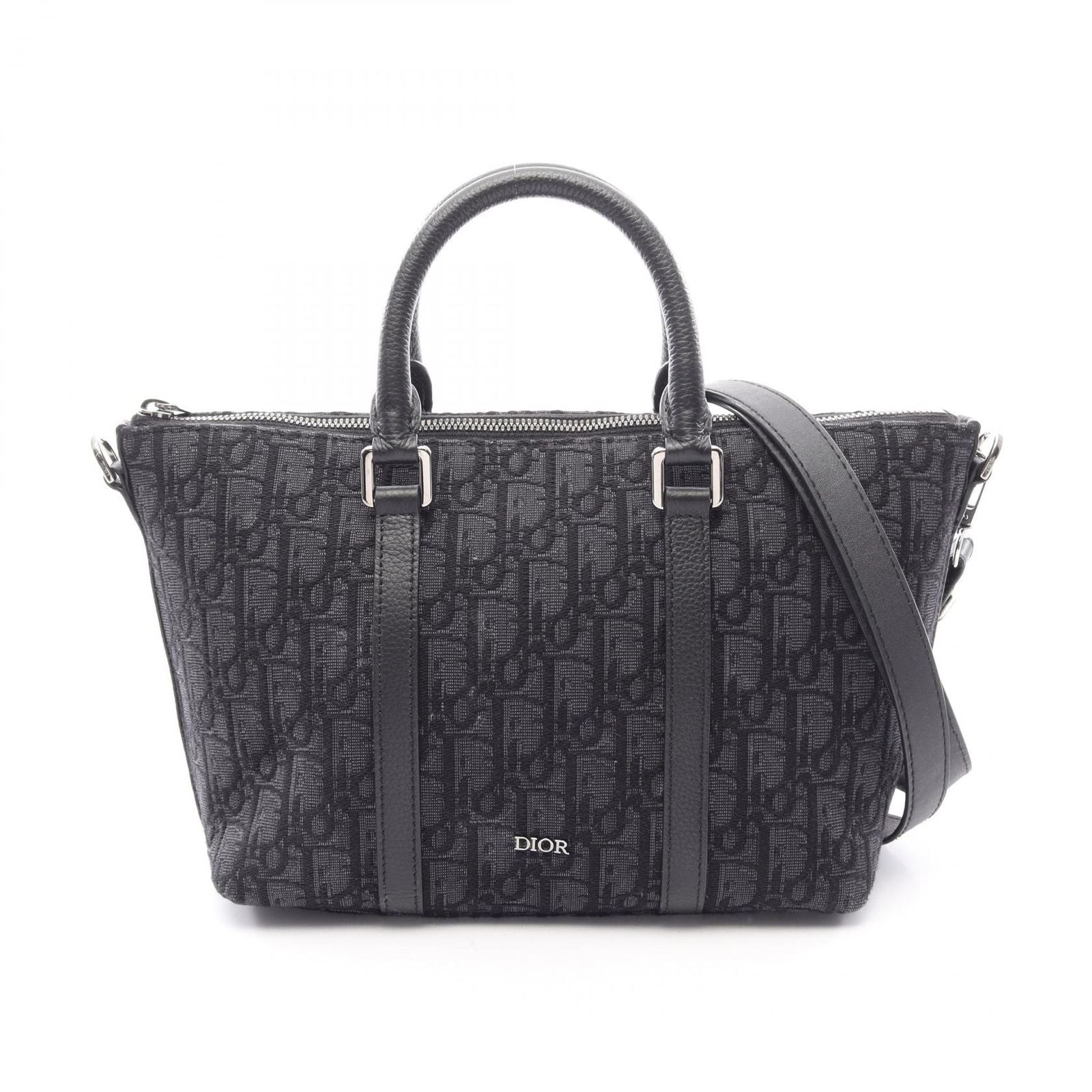 Dior Handbag Weekender 25 2-Way Black Canvas Leather