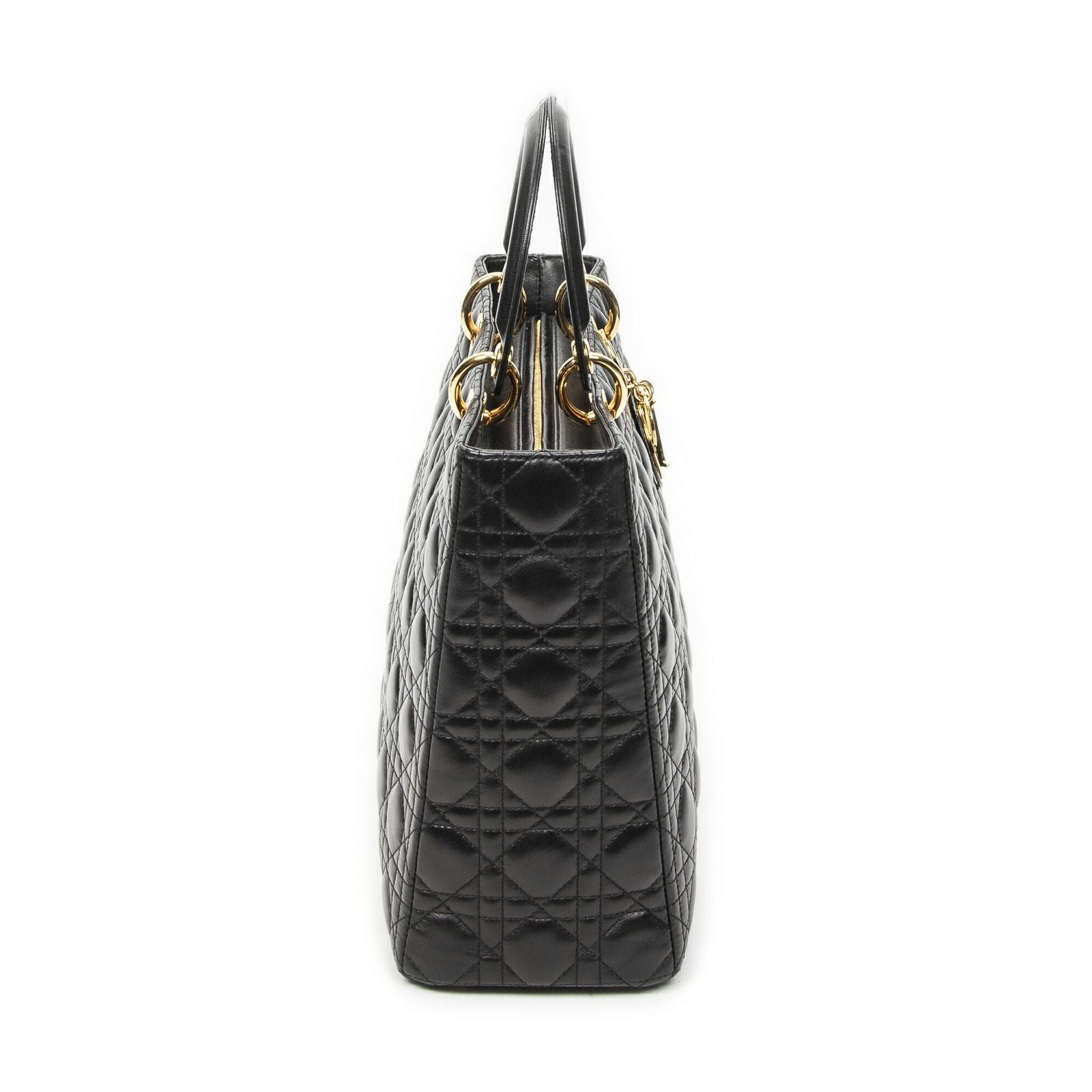 Dior Large Lady Dior Zip Black Canada Lambskin Leather Handbag