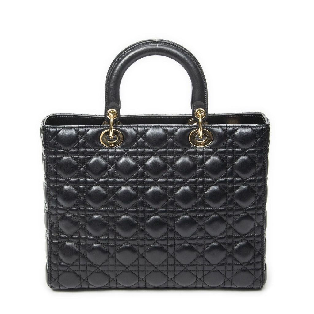 Dior Large Lady Dior Zip Black Canada Lambskin Leather Handbag