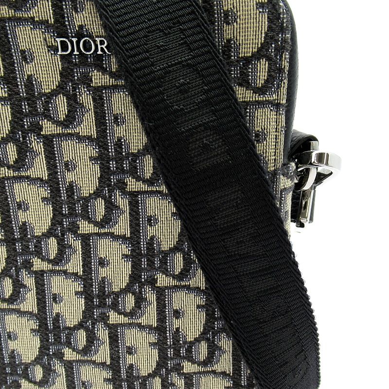 Dior Oblique Messenger Pouch Jacquard Handbag Navy Gray Beauty