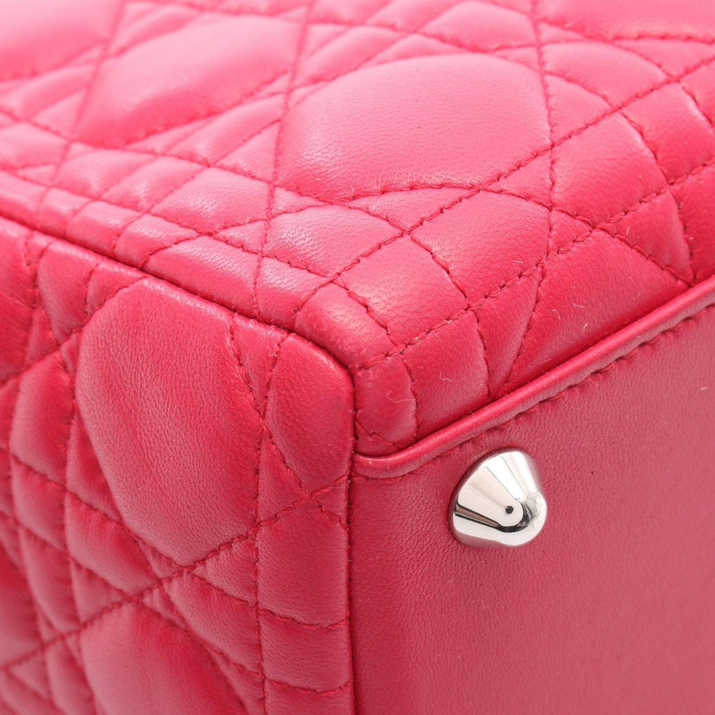 Dior Handbag Lady Dior Large 2-Way Magenta Leather Lady Dior Cannage Tote