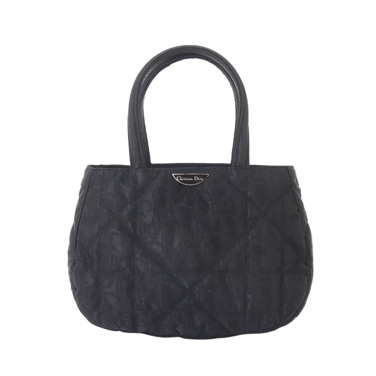 Dior Trotter Mini Hand Bag Nylon Leather Black Silver