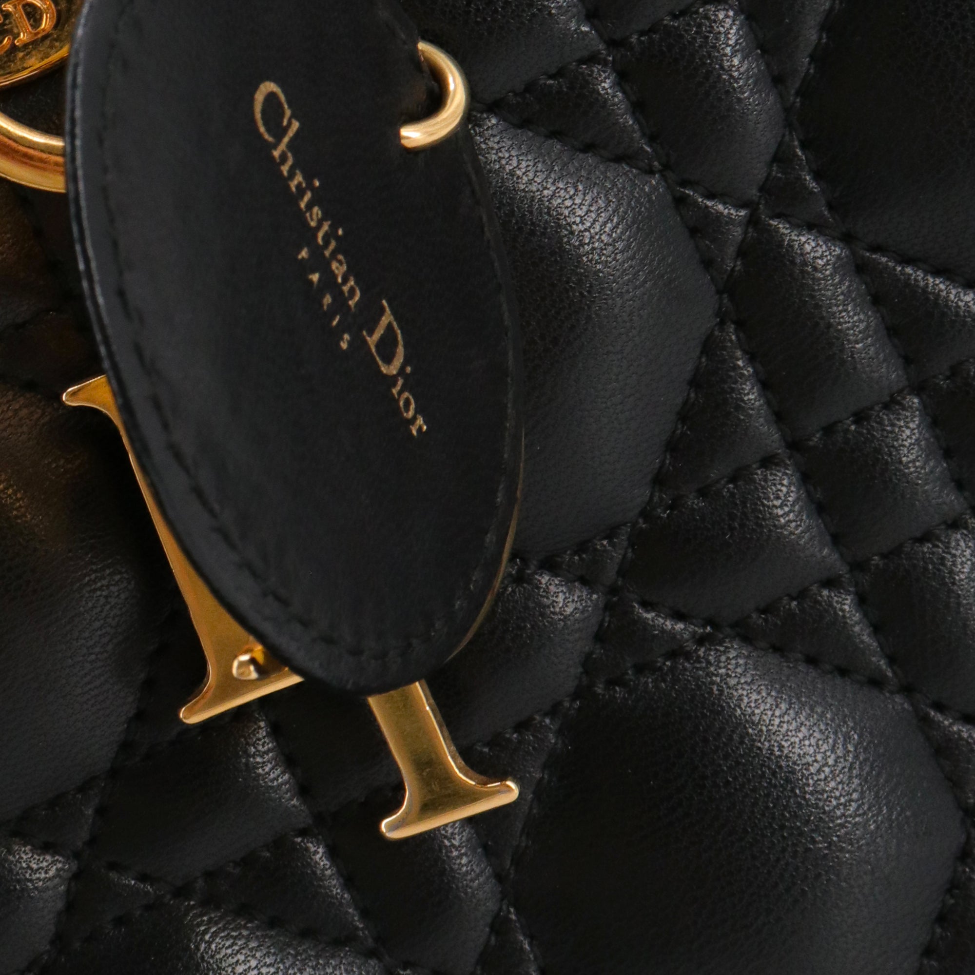 DIOR - Large Lady Dior handbag in vintage black cannage leather