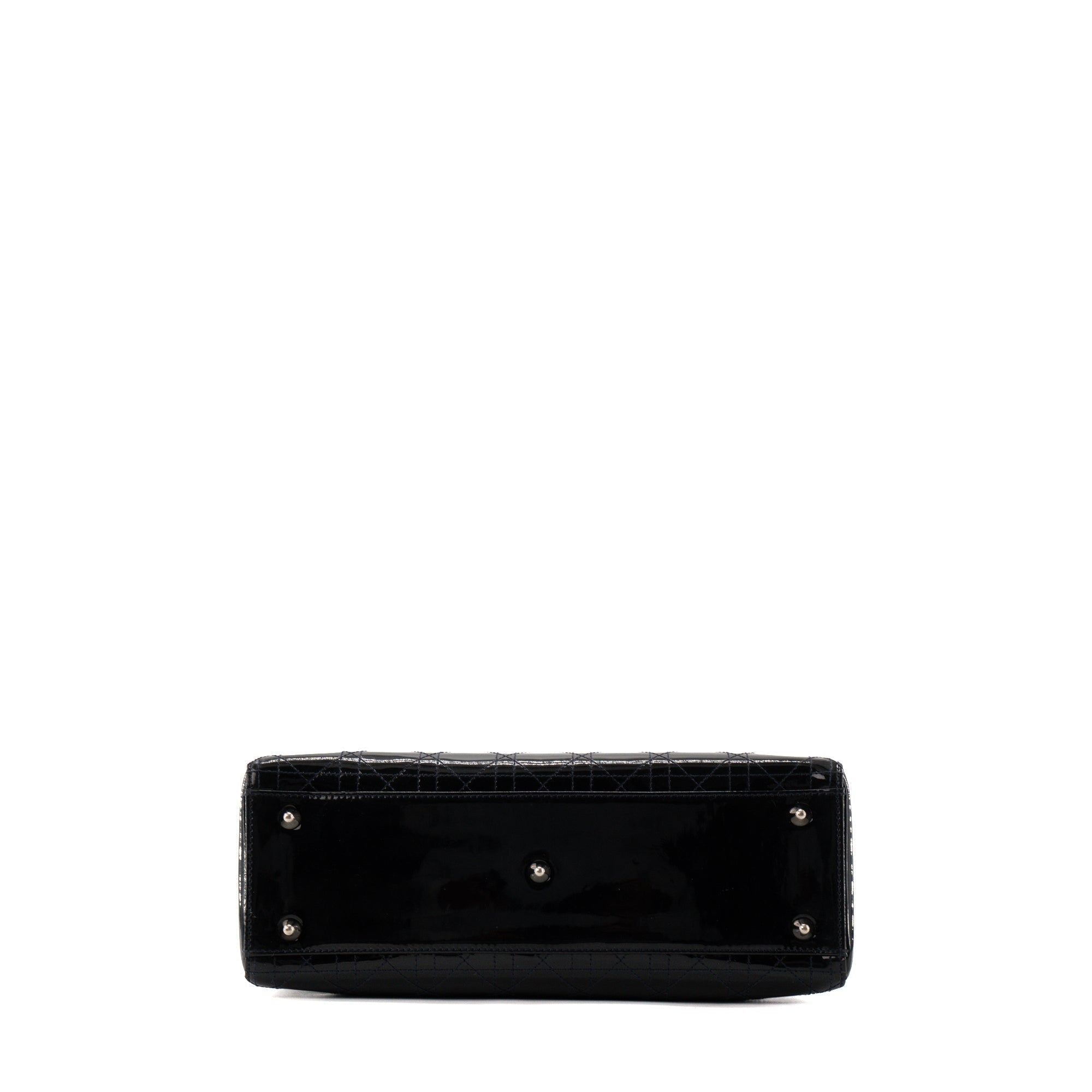 DIOR - Vintage black patent cannage leather Lady Dior Large handbag