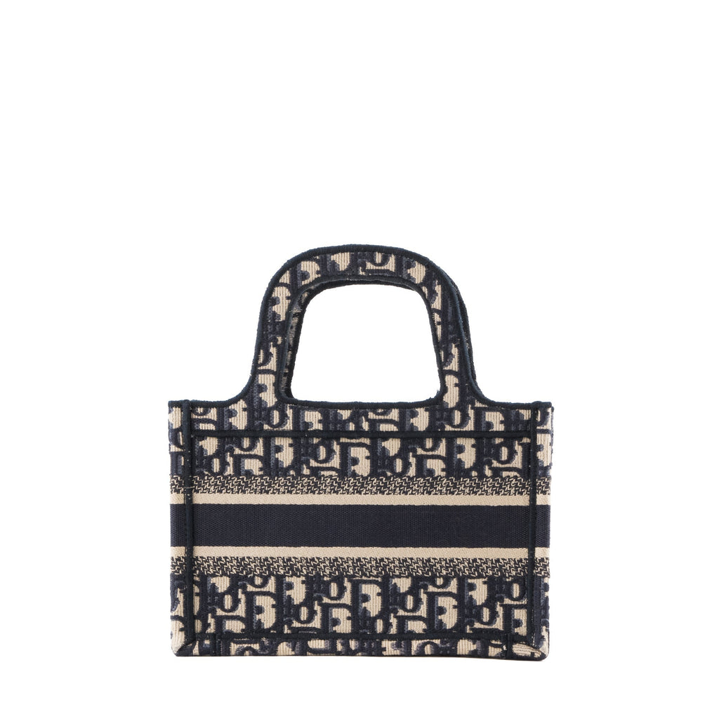 DIOR - Dior Mini Book Tote handbag in navy monogram canvas