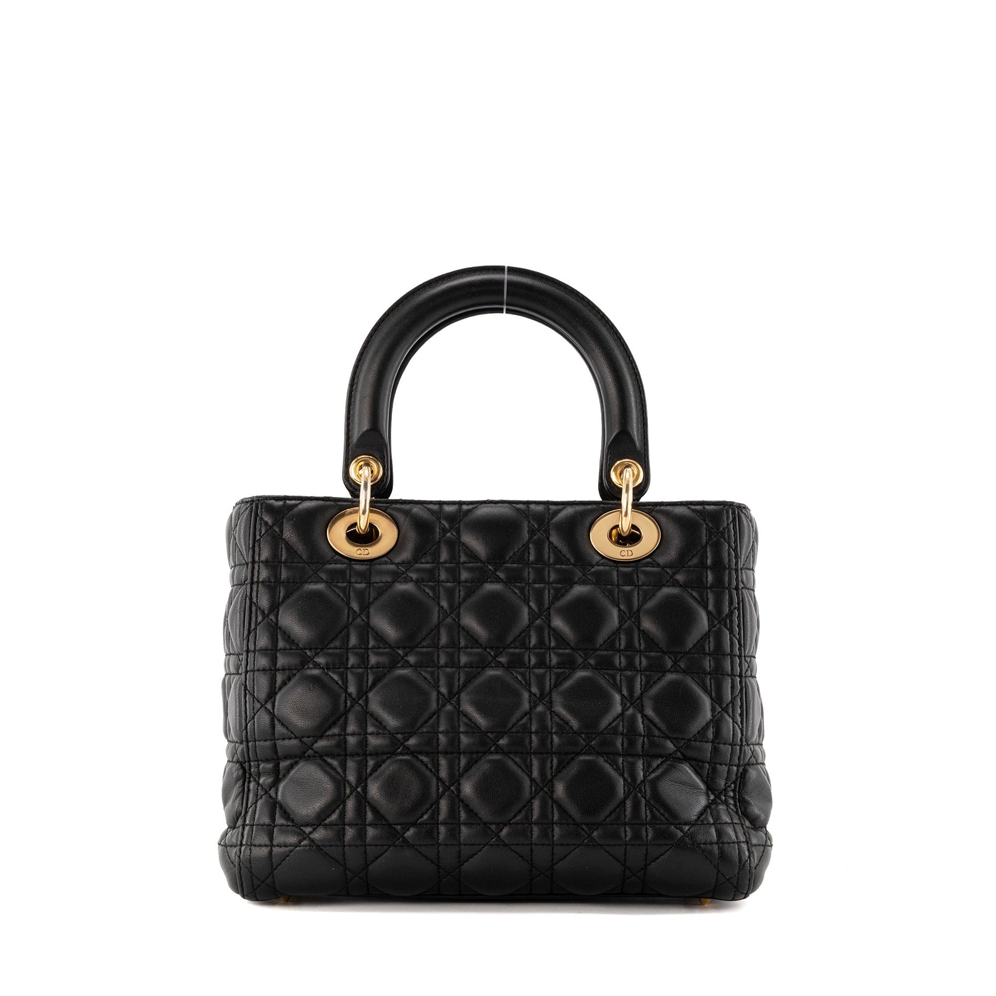 DIOR - Lady Dior medium Dior handbag in vintage black cannage black leather